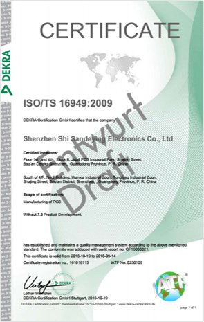 TS16949 certificate